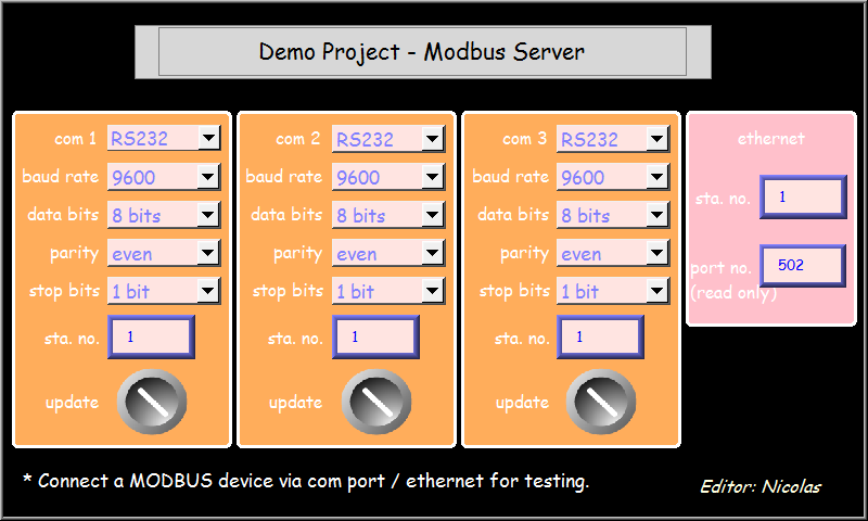 modbus server and device not communicating