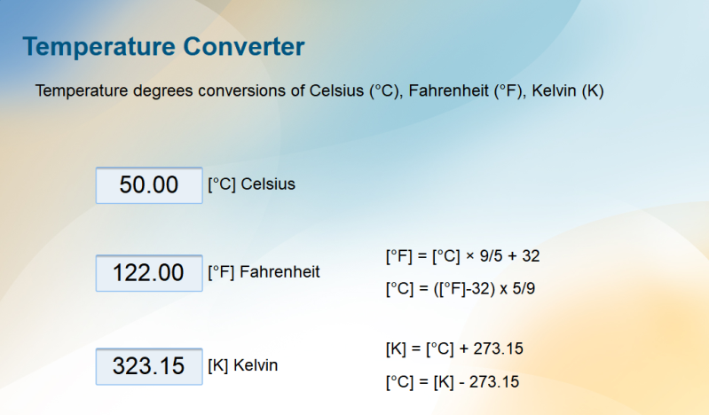 Temperature Converter (Elementary Arithmetic Mode in Address Tag Library)