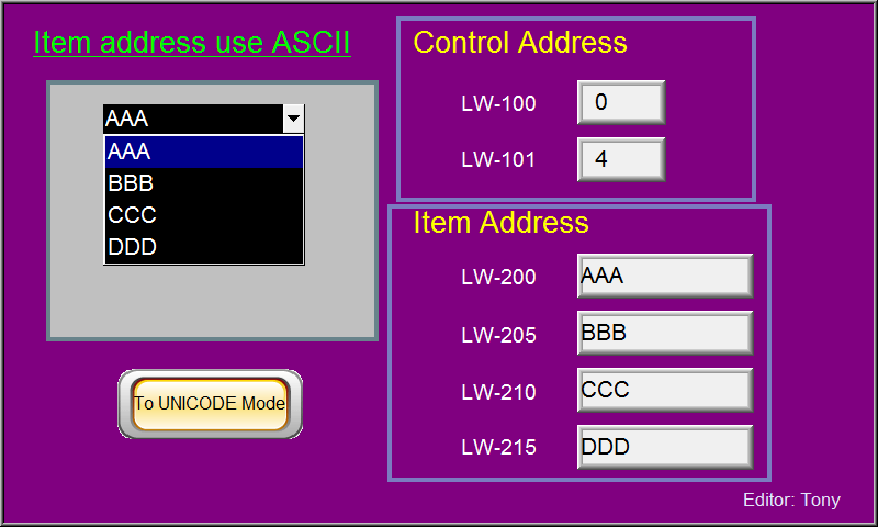 Option List with Item Address