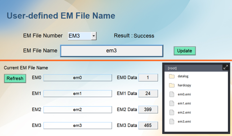 User-defined EM File Name